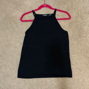 Lauren Ralph Lauren Black Sleeveless Knit Halter Top Size Medium